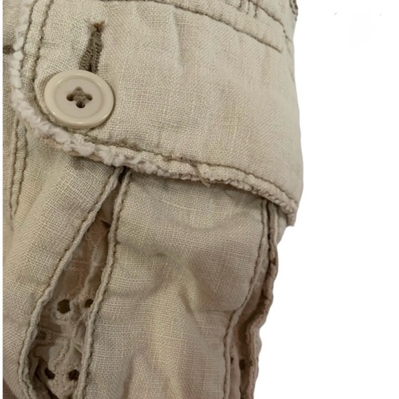 BKE for Buckle Cargo Pants 100%Linen Pockets crochet Lace Detail Y2K Khaki SZ29 - Picture 9 of 13